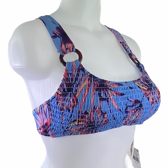 JESSICA Simpson Palmy Day ORing Smocked Bikini - Picture 7 of 12